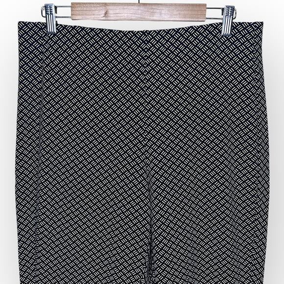 J.Jill Weaver Collection Forward Seam Slim Ankle Pant M Black Geo Basket Weave - Picture 2 of 9